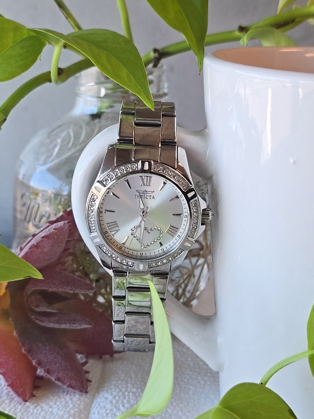 Invicta Silver Stainless Steel Crystal Accent Watch